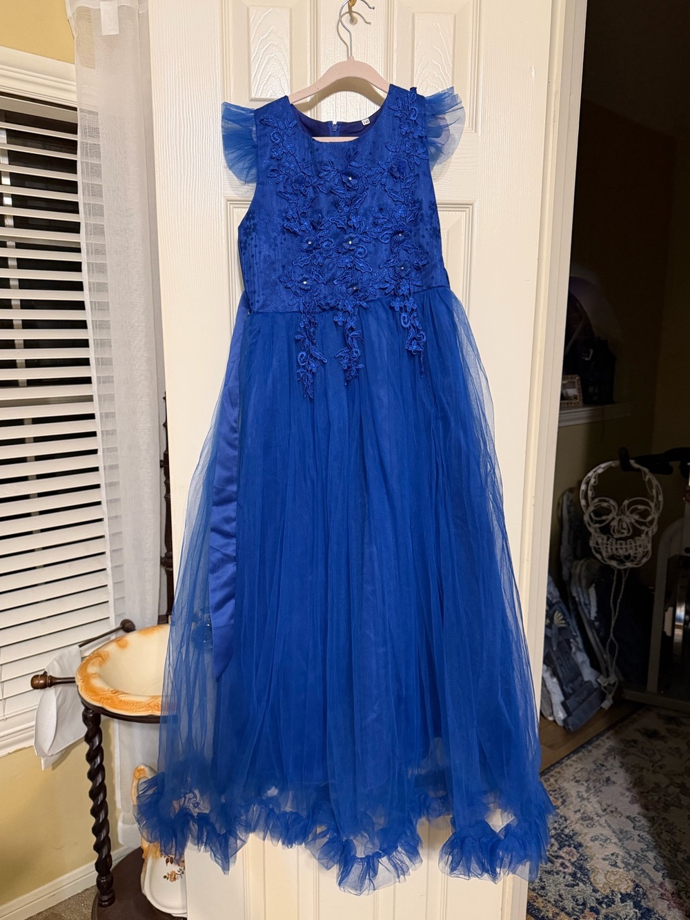 Elegant Royal Blue Tulle Flower Girl Dress